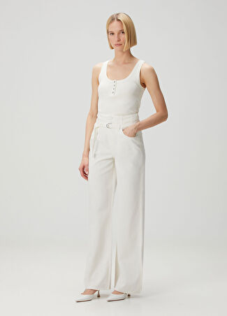 7 For All Mankind Kadın Ostuni Beyaz Wide Leg Jean Pantolon 24 It