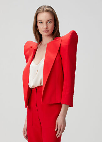 Balmain Kadın Kırmızı Krep Ceket 40 Fr