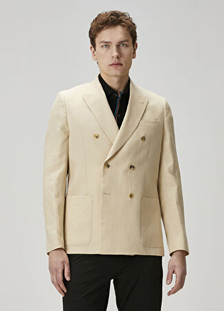 Paul Smith Erkek Bej Kruvaze Keten Ceket 38 It