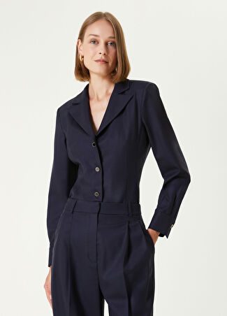 Beymen Collection Collection Kadın Lacivert Ceket Formlu Yün Gömlek 34