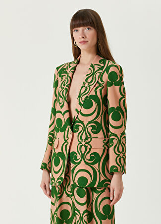 Dries Van Noten Kadın Pembe Yeşil Desenli Blazer 36 It
