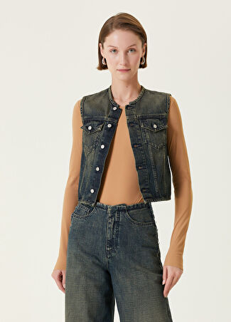 Mm6 Maison Margiela Kadın Mavi Denim Yelek 38 It