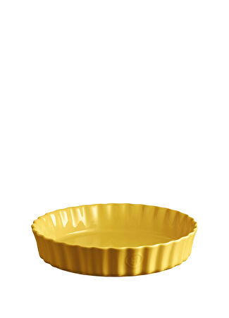 Emile Henry Mat Sarı Seramik Yuvarlak Tart Börek Flan Fırın Kabı 28 Cm Şeffaf -1