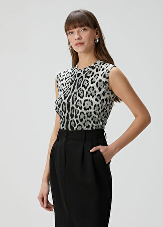 Dolce&gabbana Kadın Leopar Desenli İpek Triko Kahverengi 38 It