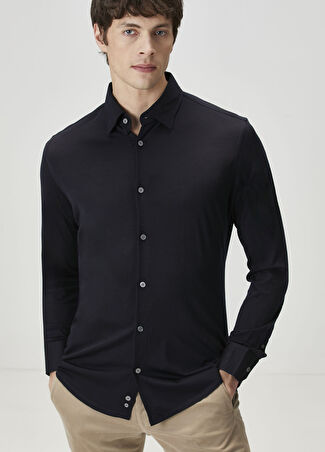 Beymen Collection Collection Erkek Slim Fit Lacivert Yün Gömlek 38