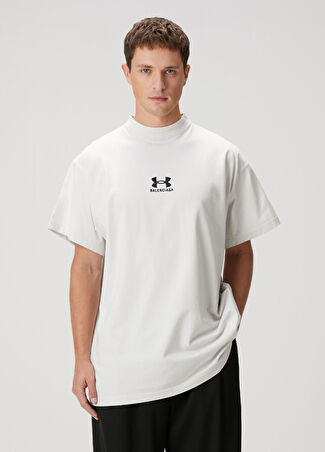 Balenciaga Erkek Beyaz Logo Nakışlı T-Shirt 1 Us
