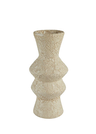 Frui Ceramics Dokulu Seramik Vazo Bej