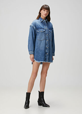 Allsaints Kadın Faye Mavi Oversized Denim Elbise Xs