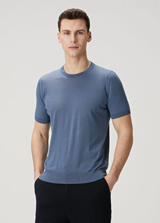 John Smedley Erkek Coulter Mavi Kısa Kollu Triko S