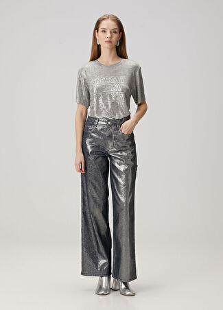 Etoile Isabel Marant Kadın Cover Metalik Jean Pantolon Gri 36 Fr