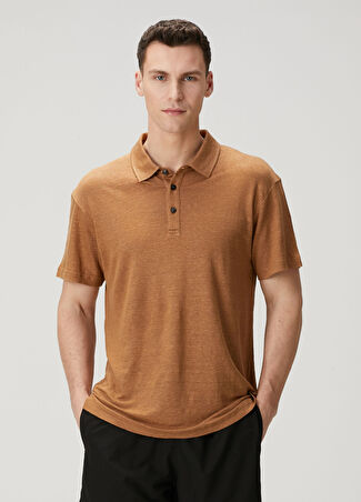 Pal Zileri Erkek Taba Polo Yaka Keten T-Shirt Turuncu 50 It