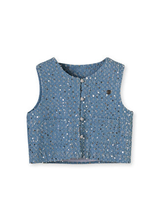 Patique Kids Kız Çocuk Mavi Payetli Denim Yelek 3 Yaş -1