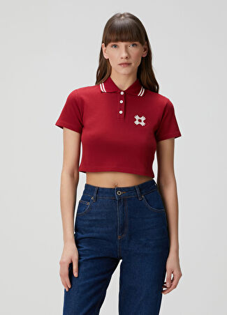 Amiri Kadın Ma Quad Bordo Crop Polo T-Shirt Xxs