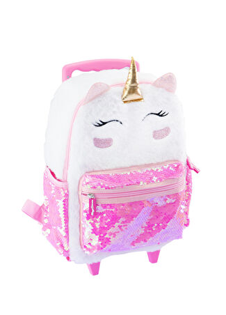 Girabrilla Kız Çocuk Magic Unicorn Trolley Pembe Pullu Payetli Sırt Çantası -1