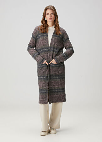 Zadig&voltaire Kadın Pembe Çizgili Kaşmir Palto Xs/s