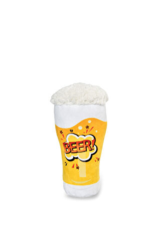 Muwa Bira Kupası Sarı Beyaz Peluş Köpek Oyuncağı -1