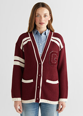 Gant Kadın Kırmızı Logolu Klasik Yaka Oversize Fit Hırka Xs -1
