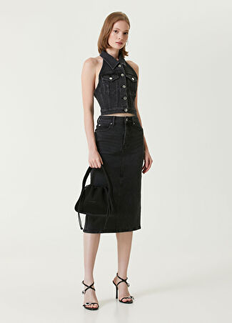 T By Alexander Wang Kadın Midi Denim Etek Gri 27 Us