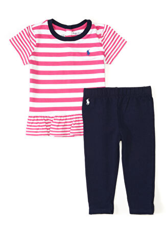 Polo Ralph Lauren Bebek Çizgili Logo Nakışlı 2li Set 18 Ay -1