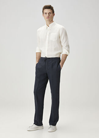 120% Lino Erkek Lacivert Keten Pantolon 50 It