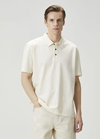 Bottega Veneta Erkek Kırık Beyaz Polo Yaka T-Shirt M