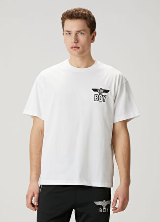 Boy London Erkek Skele Beyaz Logo Detaylı T-Shirt Xs