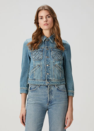 Zadig&voltaire Kadın Kioka Örgü Detaylı Denim Ceket Mavi L