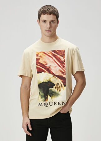 Mcqueen Erkek Bej Figür Baskılı T-Shirt S