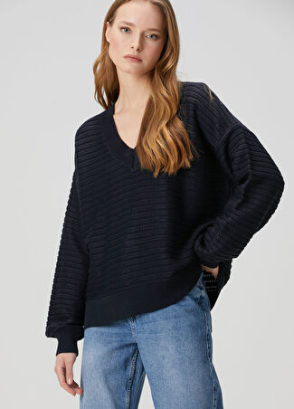 Beymen Club Club Kadın Oversize Lacivert Yün Kazak M