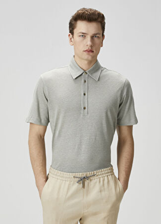 Paul Smith Erkek Açık Yeşil Polo Yaka Keten T-Shirt M