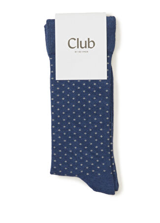 Beymen Club Club Erkek İndigo Nokta Jakarlı Bambu Çorap Mavi