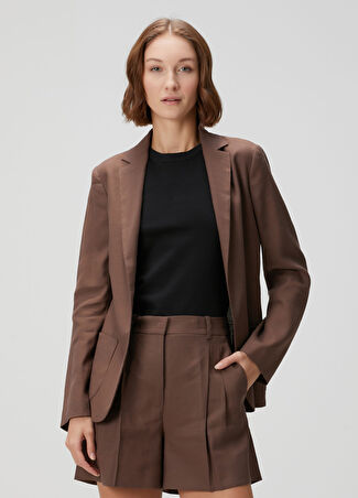 Kiton Kadın Kahverengi Keten Ceket 38 It