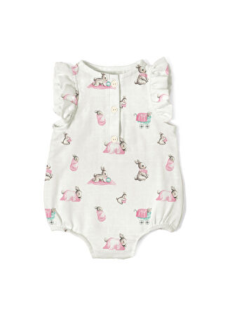 Deux Lapins Kız Bebek Lapin Rose Müslin Fırfırlı Kolsuz Tulum Pembe 0-6 Ay -1