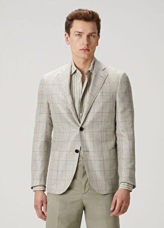 Corneliani Erkek Bej Ekose Desenli Ceket 50 It