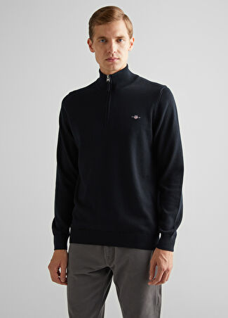 Gant Erkek Siyah Yarım Fermuarlı Regular Fit Kazak Xxl -1