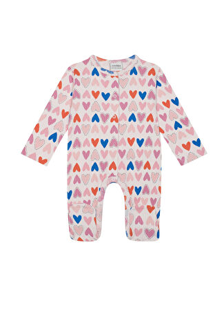 Antebies Kız Bebek Kalp Patikli Tulum Pembe 9-12 Ay -1