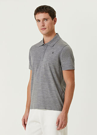 Dunhill Erkek Gri Polo Yaka Yün T-Shirt Xl