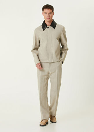 Ferragamo Erkek Bej Keten Pantolon 50 It