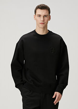 Boss Erkek Siyah Logo Nakışlı Sweatshirt L -1