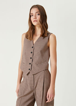 Beymen Collection Collection Kadın Kahverengi Pötikareli Yelek 34