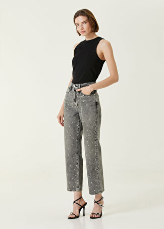 Frame Denim Kadın Gri Crop Straight Troklu Jean Pantolon 23 Us