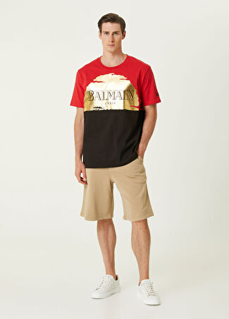 Balmain Erkek Bej Logo Detaylı Bermuda M