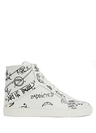 Zadig&voltaire Kadın Beyaz Yazı Baskılı Deri Sneaker 37