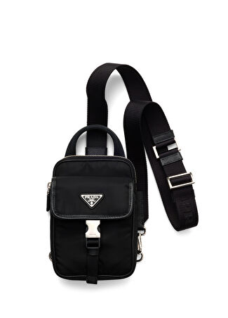 Prada Erkek Siyah Re-nylon Ve Saffiano Deri Telefon Çantası -1