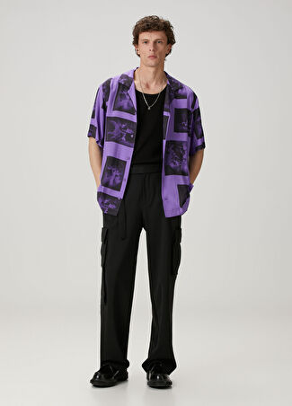 Academia Erkek Siyah Oversized Kargo Pantolon 46