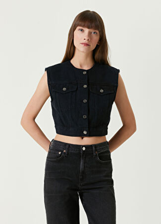 Agolde Kadın Leo Siyah Organik Pamuk Denim Yelek L