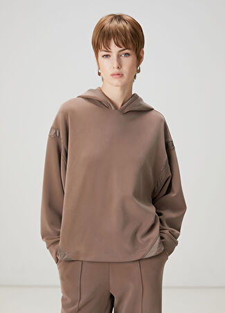 Club Kadın Vizon Kapüşonlu Sweatshirt Bej Xs
