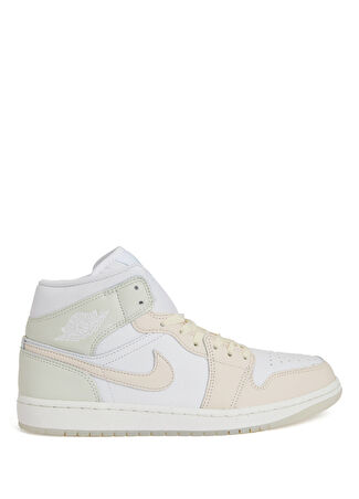 Nike Erkek Air Jordan 1 Mid Deri Sneaker Beyaz 44.5