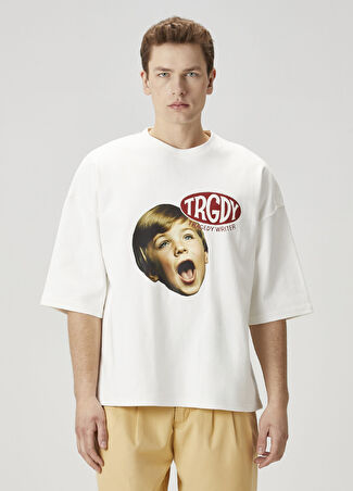Tee Library Erkek Beyaz Figür Baskılı T-Shirt S