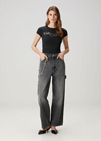 Marc Jacobs Kadın Charm Oversized Koyu Gri Jean Pantolon 25 Us
